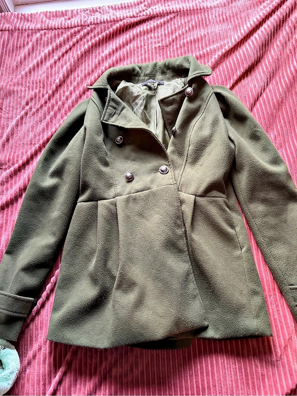 Olive Double-Breasted Coat